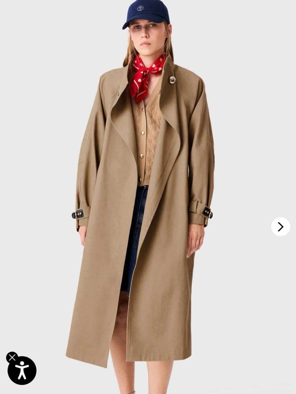 2026 Authentic Maje Long Belted Trench with Gold Buttons Coat $650